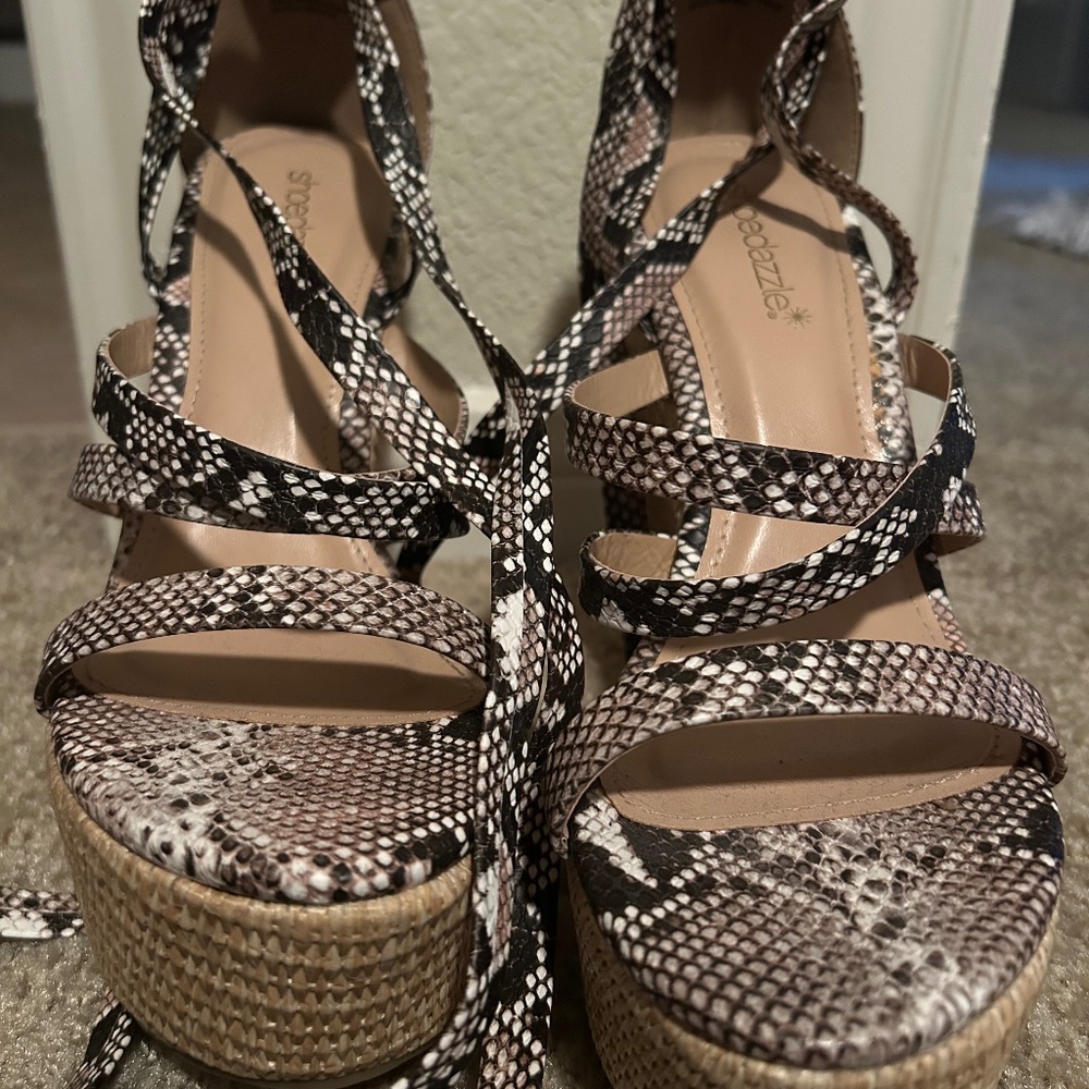 Snake skin wedges